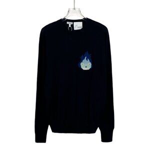 Loewe X Studio Ghibli Black Sweater With Calcifer Embroidery